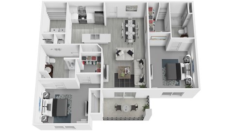 Floor plan for 2 beds, 2 baths, 1128 sqft